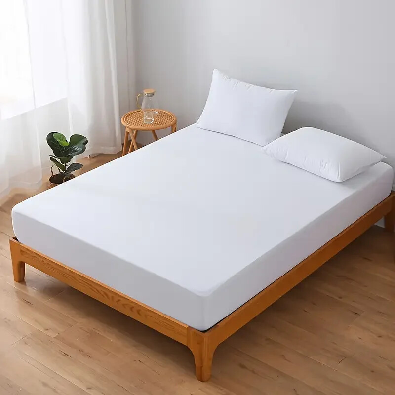 Fitted Sheet High Elasticity, Easy-Clean Solid Color Mattress Protector Cover
