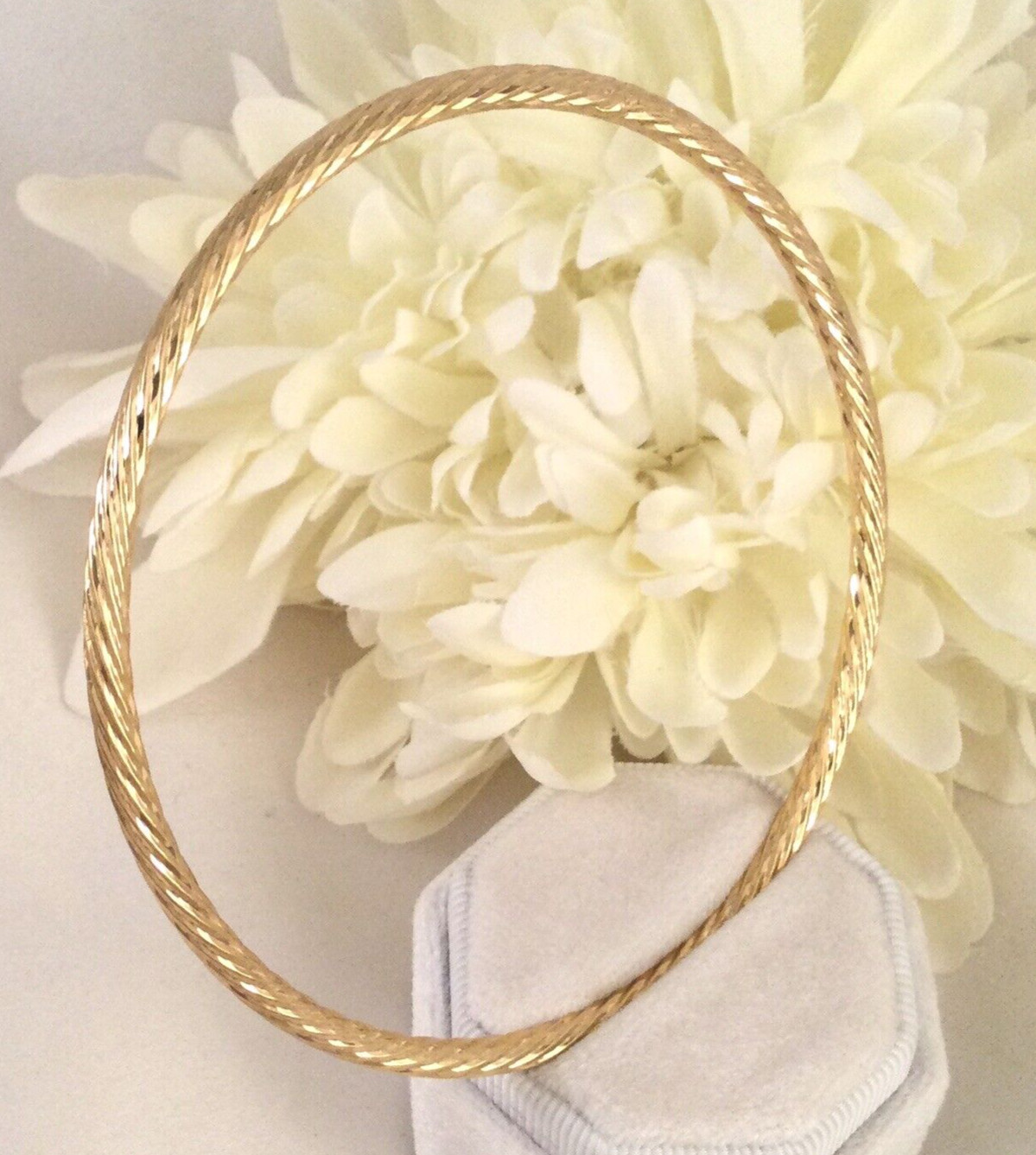 Vintage Jewellery Yellow Gold Twist Golf Bangle Antique Deco Jewelry small size