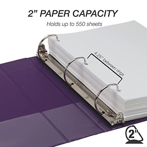 Durable 2 inch 3 Ring Binder, D Ring Binder, 4 Pack Fashion Assortment 2 Inch