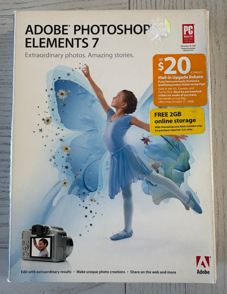 Adobe Photoshop Elements 7 Software For PC W/ Serial Number