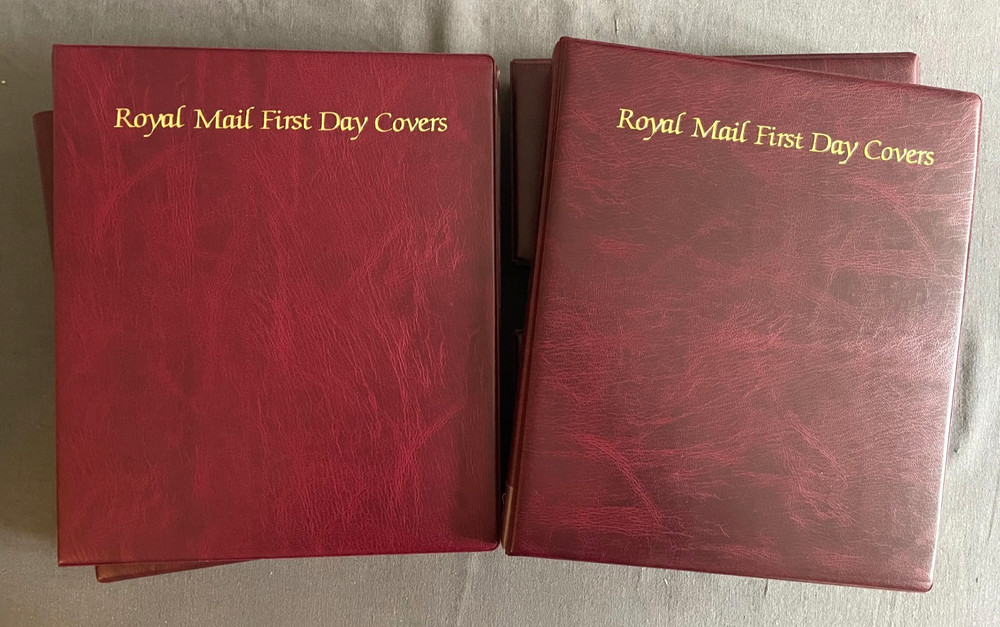 Royal Mail FDC albums with slipcases and 20 inserts x 2