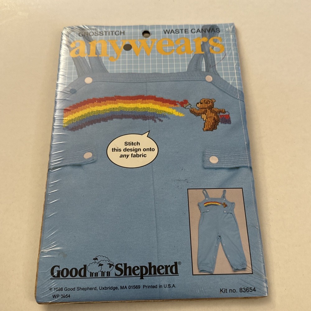 Vintage Good Shepherd cross Stitch Pattern Bear Rainbow C7