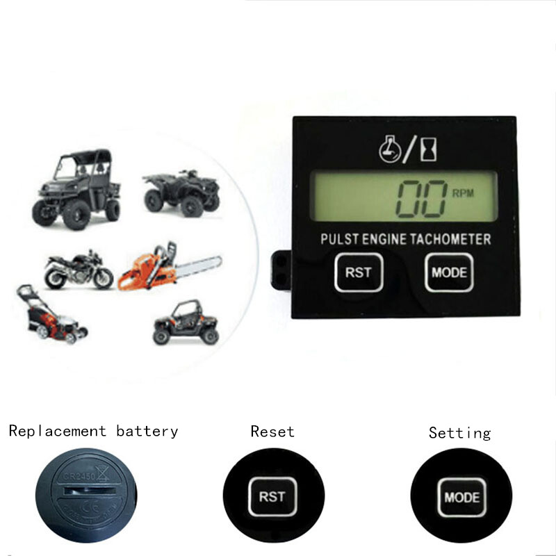 LCD Digital Motor Tachometer Chainsaw Mower Inductive Pulse Engine Tachometer FS