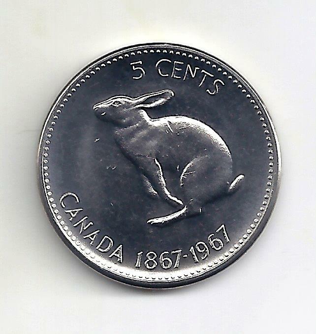 1967 Centennial Rabbit Nickle