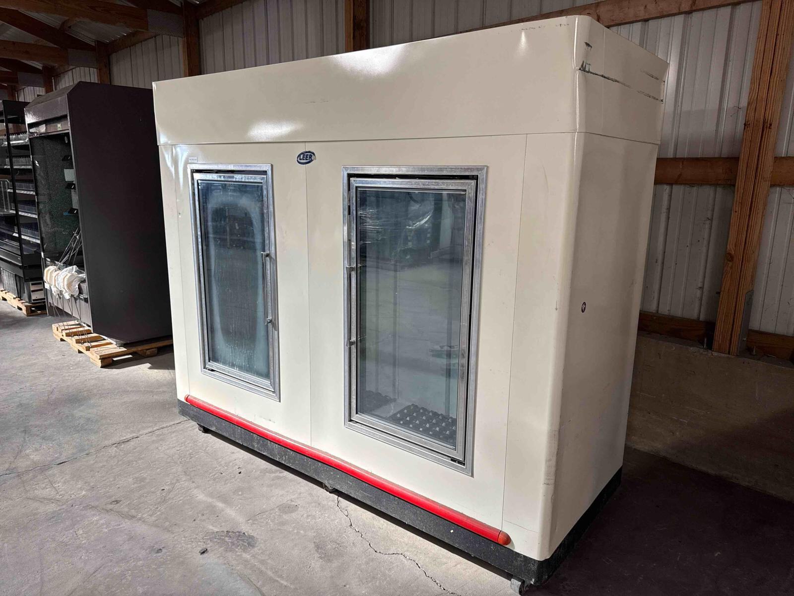 Used 94" Leer P100AG Reach In Indoor Ice Merchandiser Freezer 2 Glass Doors 120V