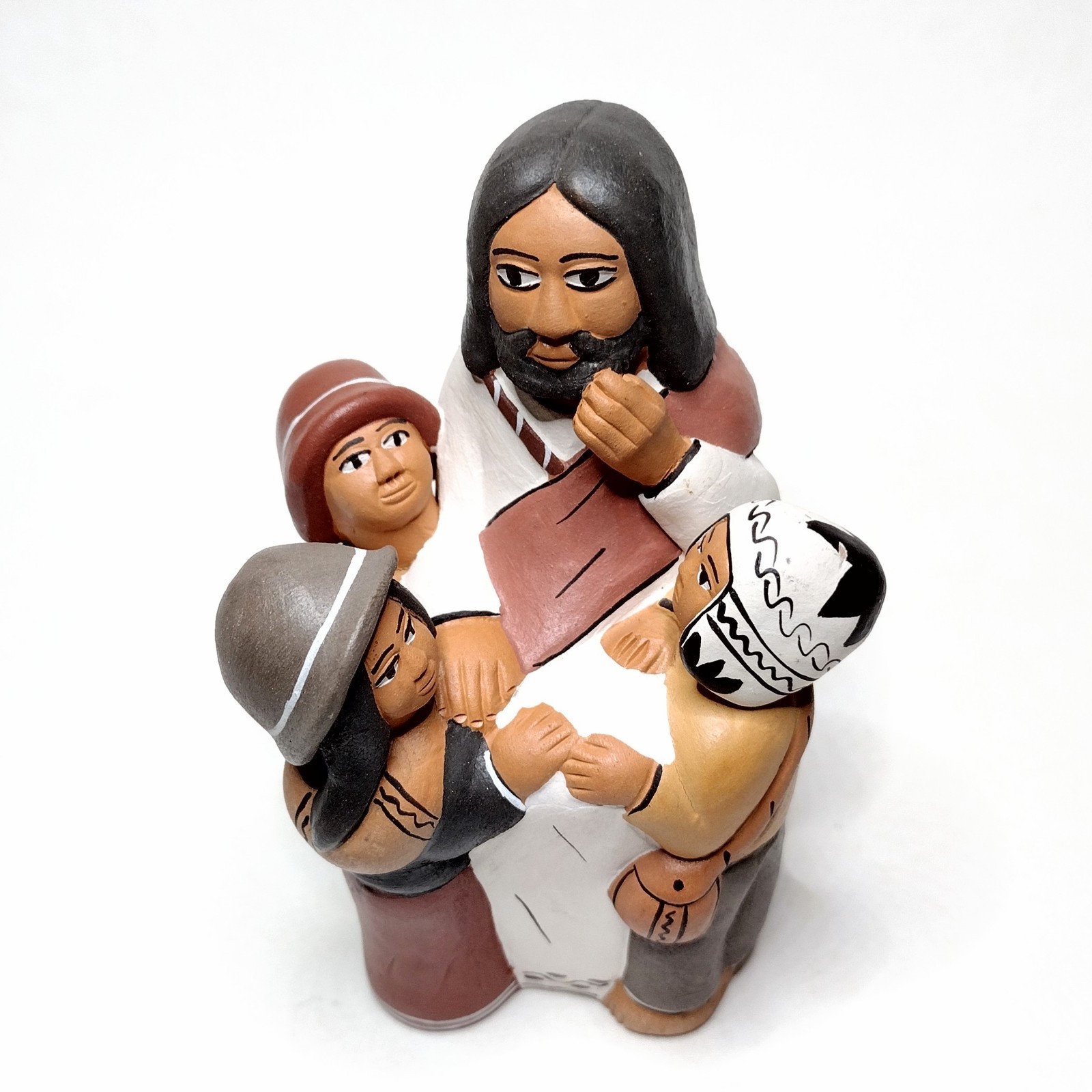 Vtg Peruvian Terracotta Storyteller Jesus w/Children 4" Clay Figurine Maurelio H