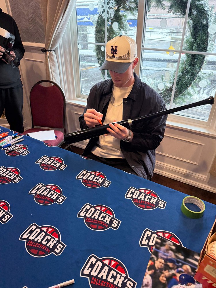 Brett Baty Autographed Black Rawlings Pro Model Bat (JSA)