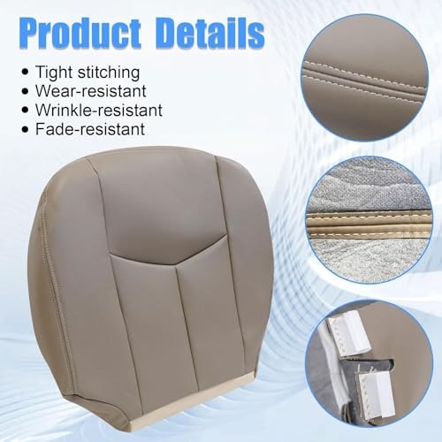 Front Driver Side Bottom Replacement Leather Seat Cover Medium Neutral Tan