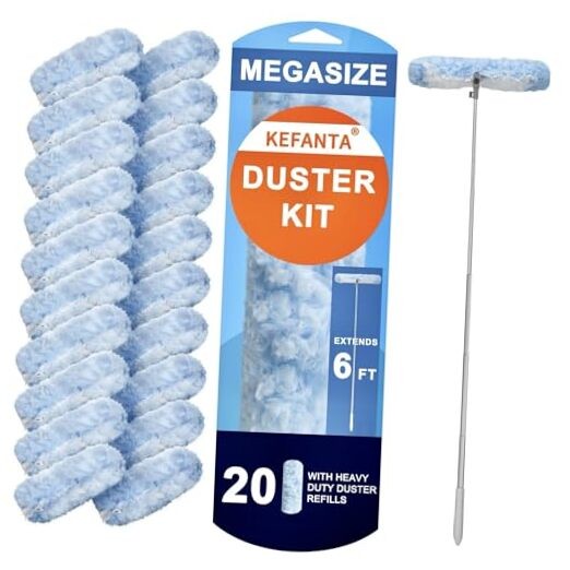 Duster Refill Kit with 6 ft Super Extendable 20 Count+ 6FT Extended Handle