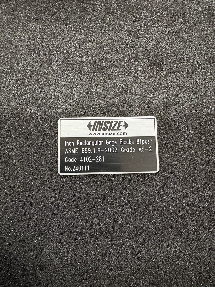 NEW Insize 4102-281 Gage Block Set Rectangular Shape Grade AS 2 w/cert from FOXV