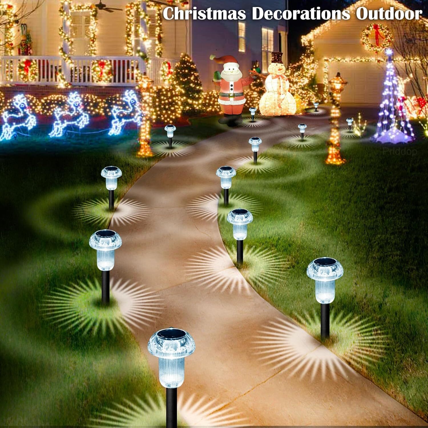 8 Pack Solar Garden Lights Outdoor Waterproof Pathway LED Lights Landscape Yard