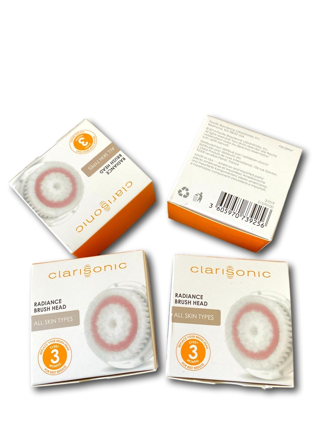 4 PK Clarisoinc Cleansing system Replacement Radiance Brush Heads Free Shipping