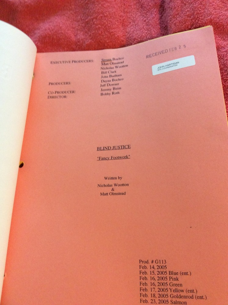 ORIGINAL SCRIPT BLIND JUSTICE FANCY FOOTWORK STEVEN BOCHCO RON ELDARD NICHOLS