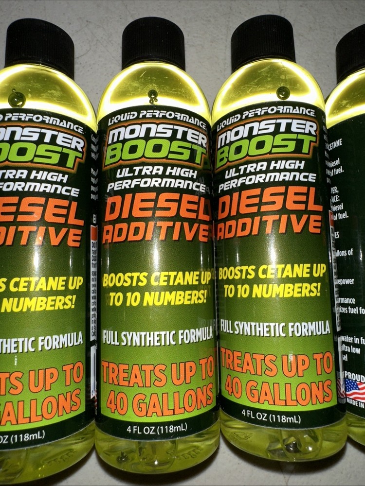 4 Pack Liquid Performance Monster Boost Diesel Additive 4oz Bottles