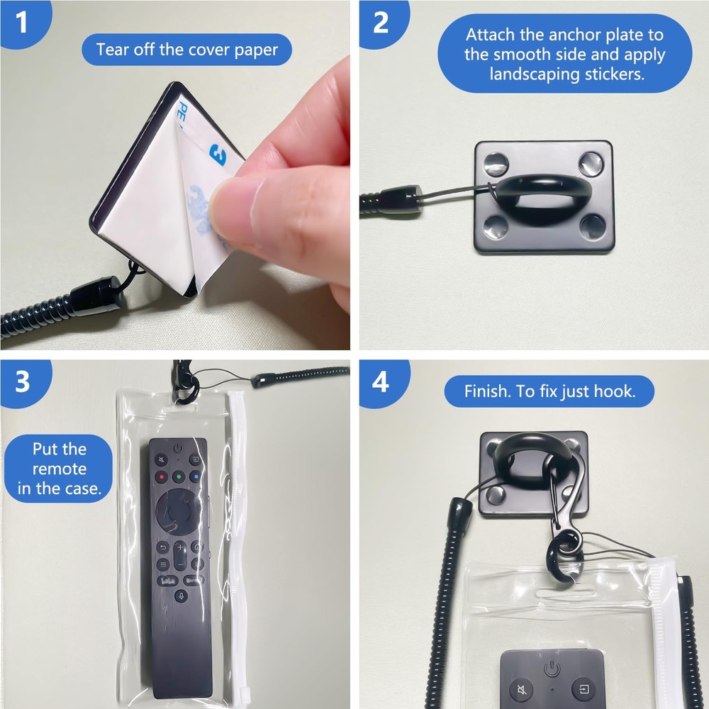 HaisWonsa Retractable TV Remote Tether - 10ft Leash Attachment, Never Black