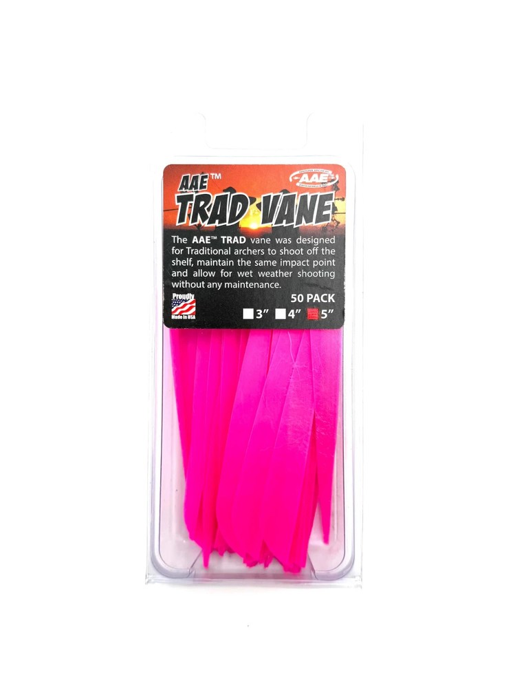 AAE Trad Vane Fletching Tips 5" Pink - 50pk