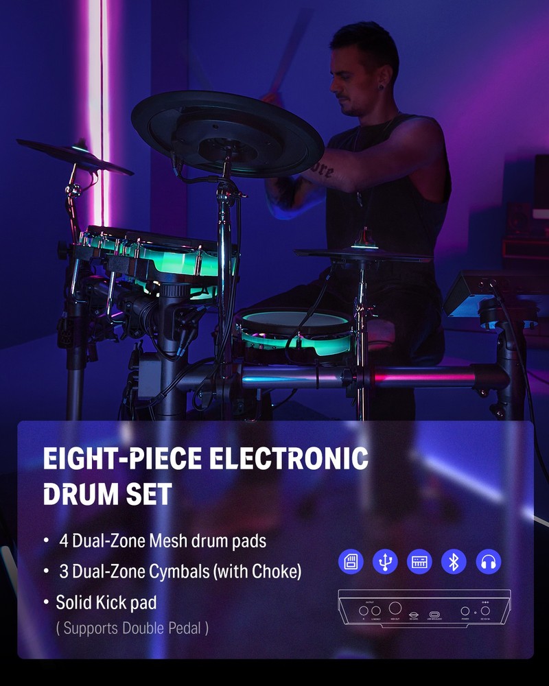 Donner BackBeat Electronic Drum Kit with Touchscreen Customize Drum Pad Colors