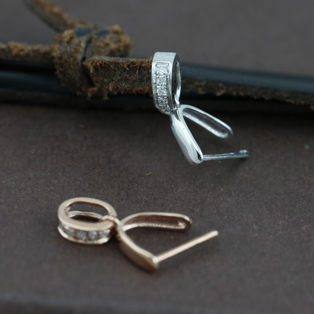 Genuine Solid 18CT Gold Diamond Jade Clip Bails