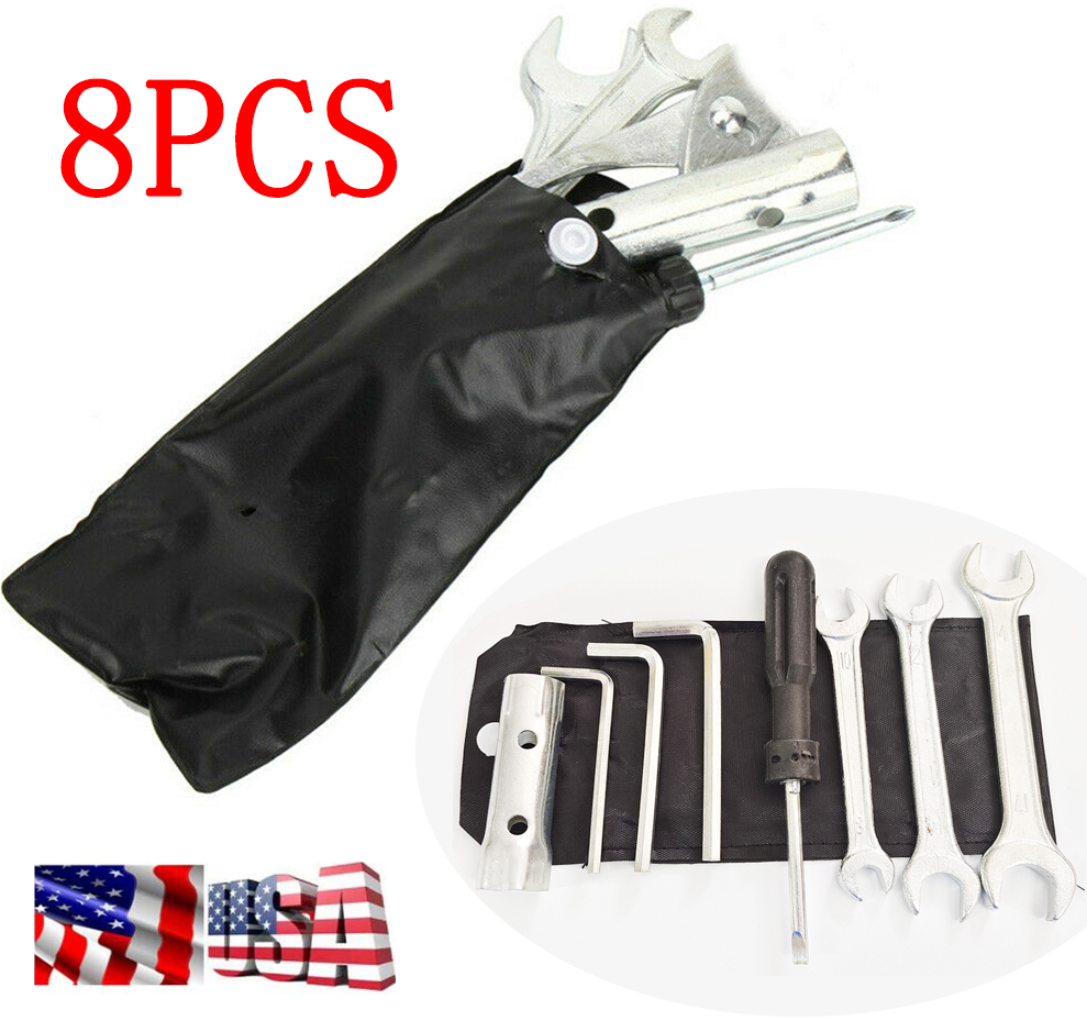 8 Pcs Motorcycle Spark Plug Spanner Wrench Socket Screwdriver Tool Kit Universal