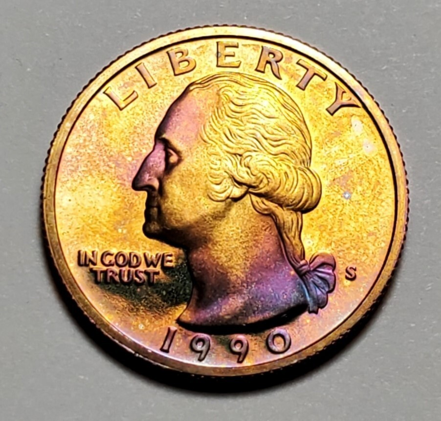TONED 1990 S WASHINGTON QUARTER PROOF UNC #C1780