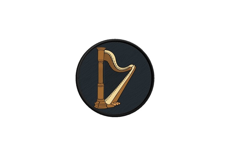 Patch Badge Printed Iron-On Harp Musical Instrument