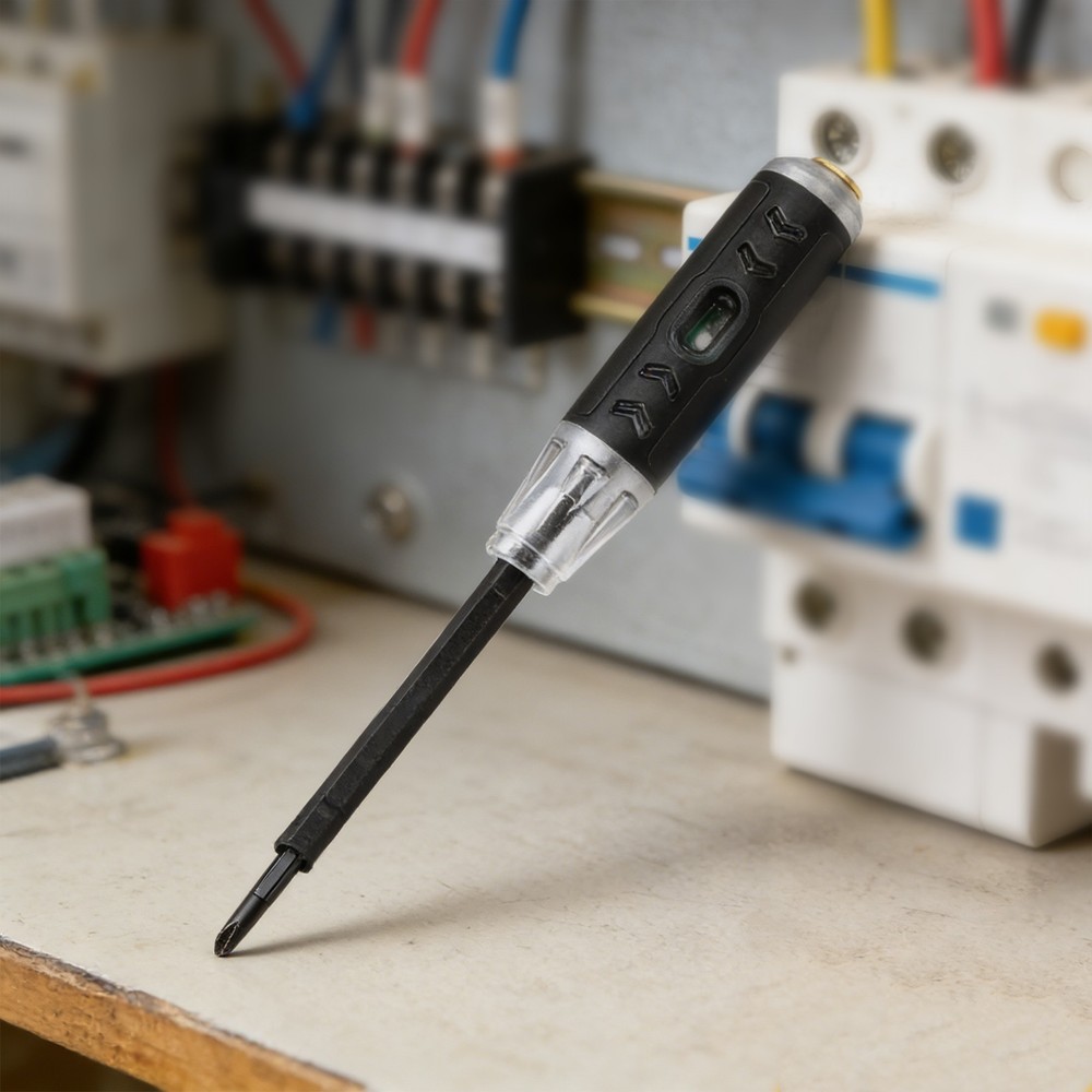 Multifunctional test pen for electricians with screwdriver functionality