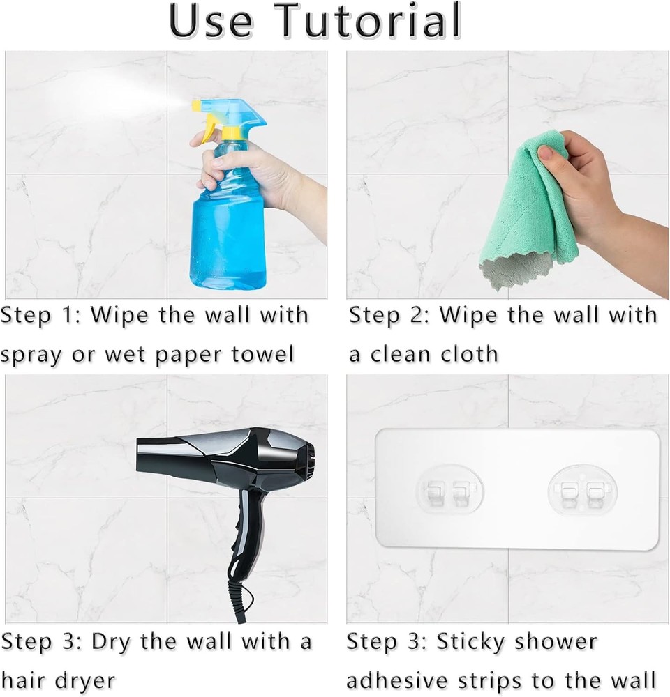 8 Pack Shower Caddy Adhesive Replacement Transparent