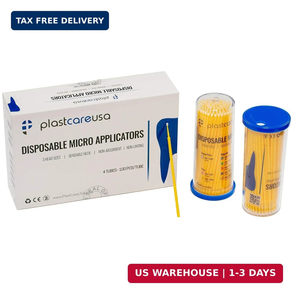 400 Fine Micro Applicator Brushes - Disposable Dental Microbrushes with Bendable