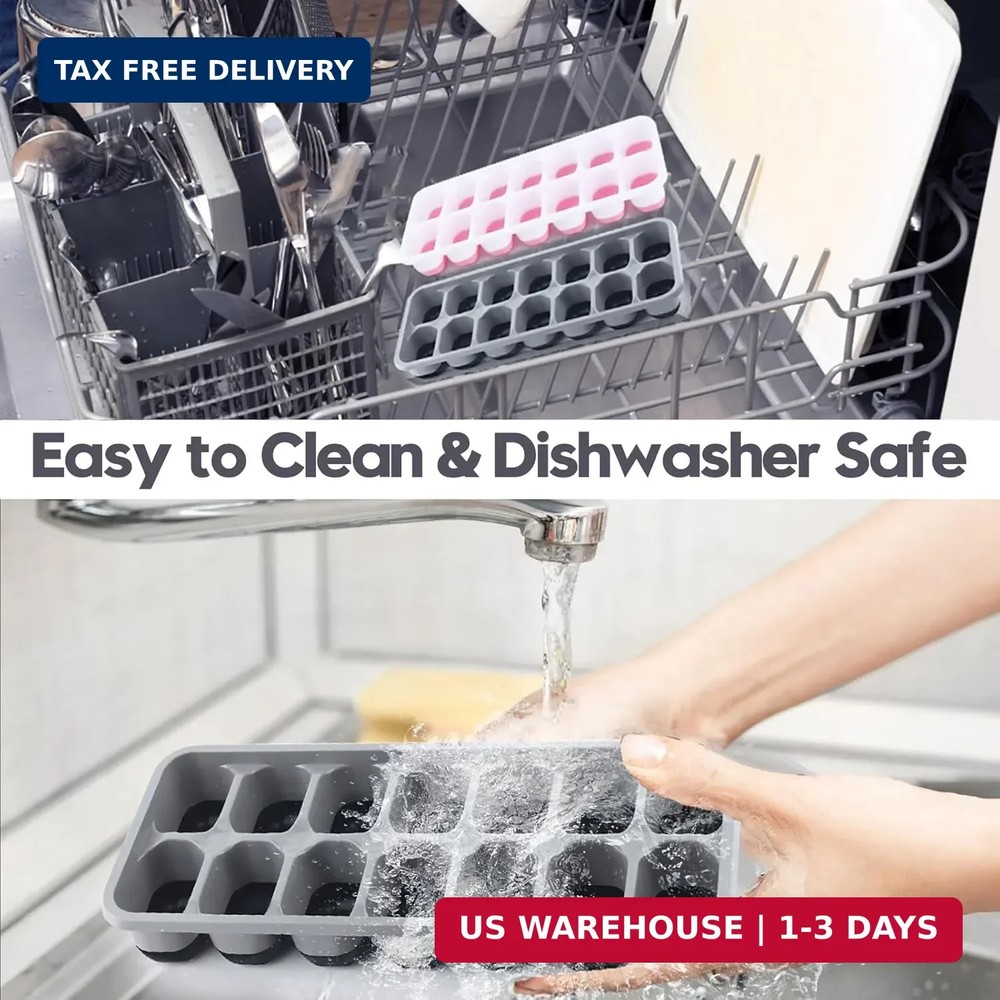 Ice Cube Tray 4 Pack, Easy-Release & Flexible 56 pcs Silicone Ice Cube Trays wit