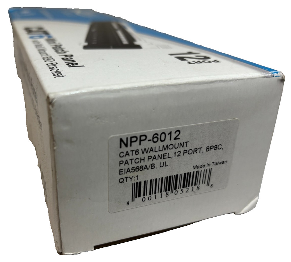 Quest Technology NPP-6012, CAT6 Mini Patch Panel w/ Wall Mount 89D Bracket - New