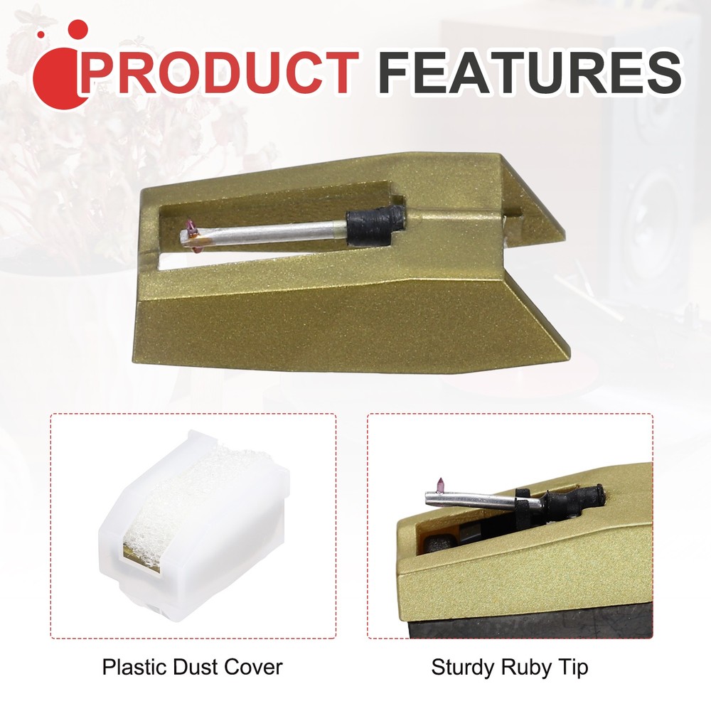 2 Pack Record Player Needle, Turntable Replacement Diamond Record Needle, Gold