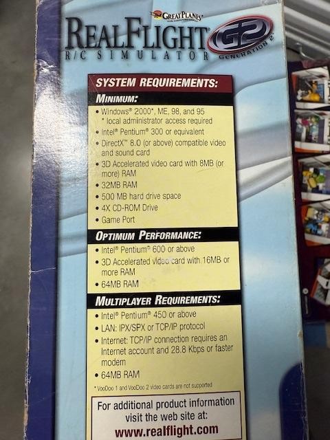 Vintage Great Planes RealFlight R/C Simulator G2 PC Windows Futaba Controller