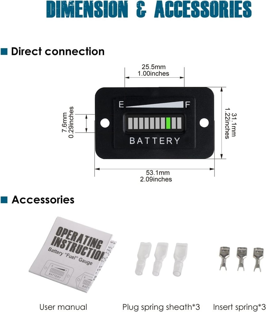 36V LED Battery Capacity Meter for Golf Carts & More - Instant Charge Status