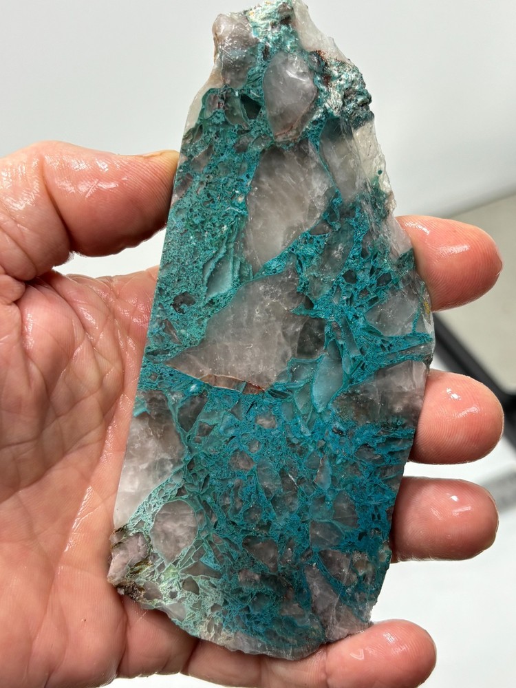 Spiderweb Chrysocolla in Quartz Slab Cabbing Lapidary Combo Ship Avail