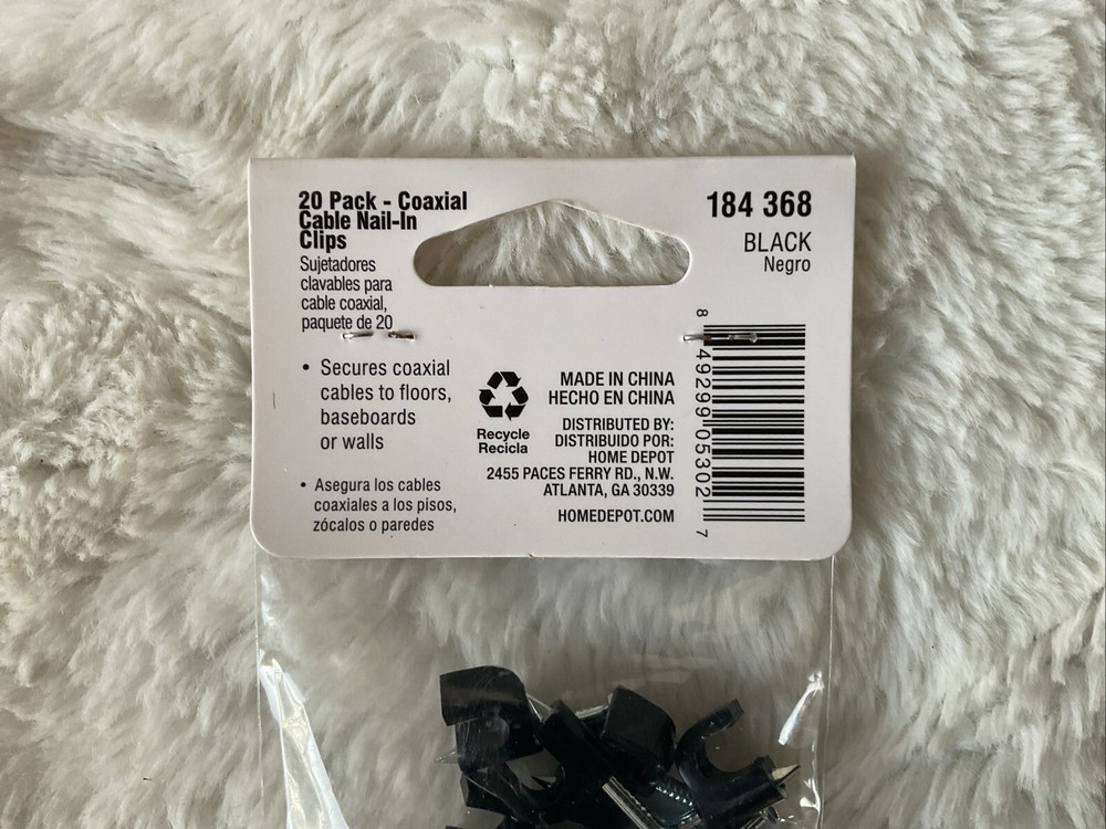 Coaxial Nail-In Clips, Black (20-Pack)