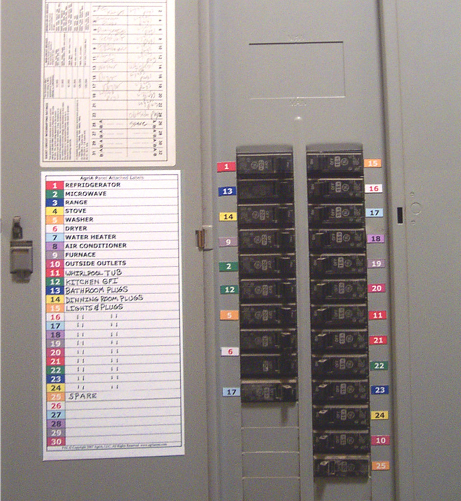 Circuit Breaker Labels Electric Panel Box - Color-Coded 40 Position Adhesive