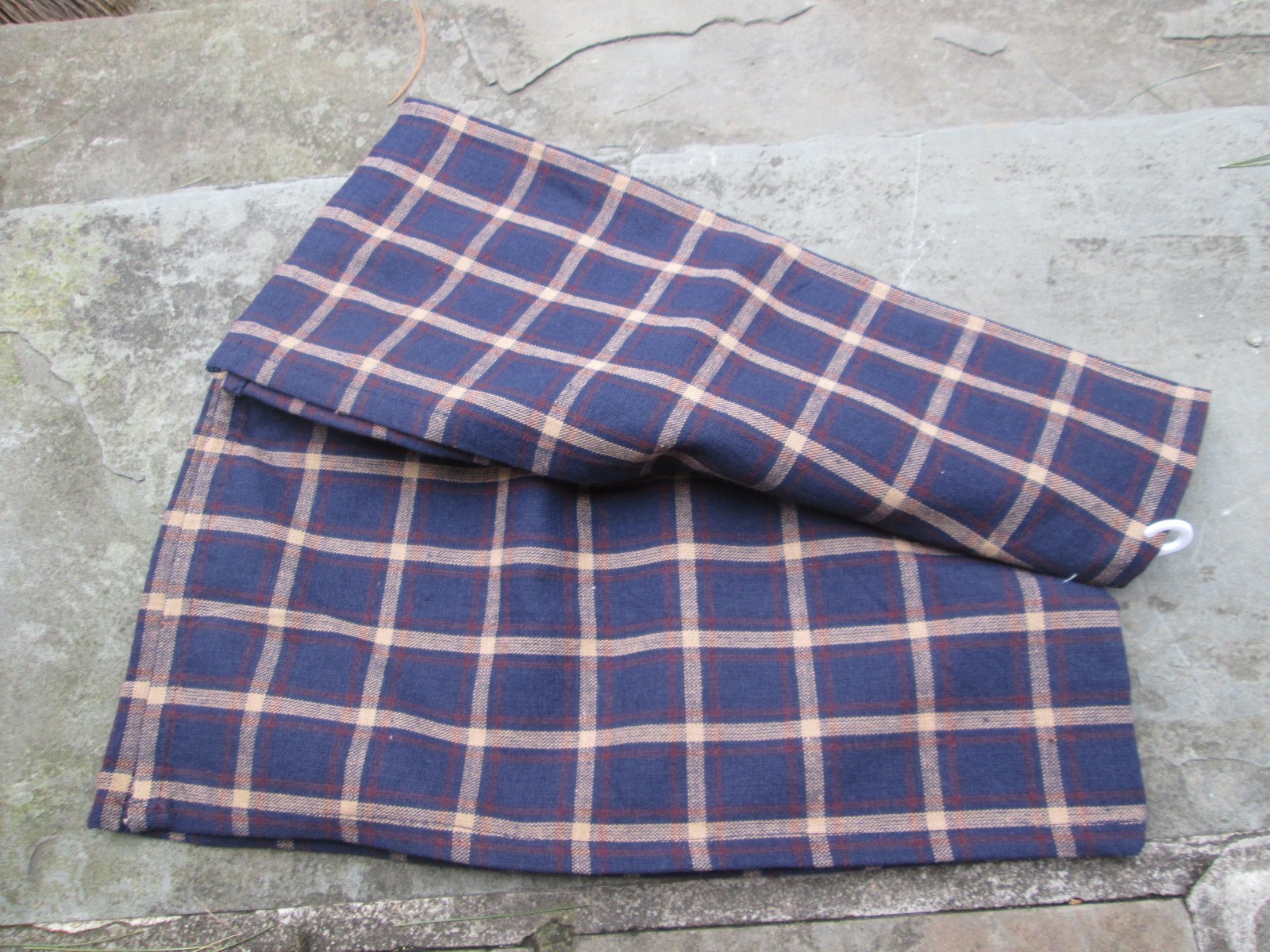 REENACTOR 18TH C COLONIAL INDIGO BLUE TAN COTTON TEA TOWEL WINDOWPANE PLAID NEW