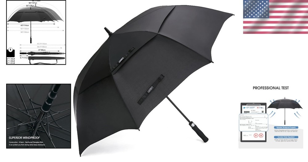 Stylish Black Golf Umbrella with EVA Grip - Auto Open Button