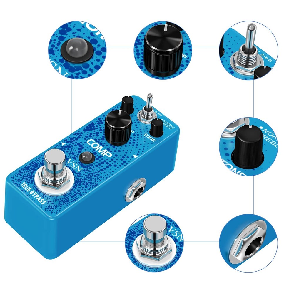 VSN Guitar Compressor Pedal for Analog Compression Effect Pedal Ultimate Comp...