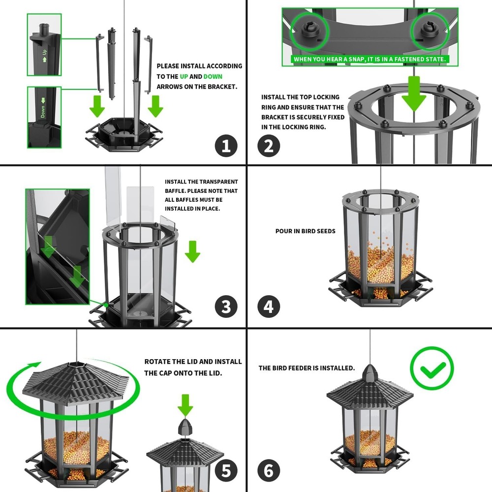 Charming 2 Pack Bird Feeders - Retro Design, Effortless Installation & Capacity