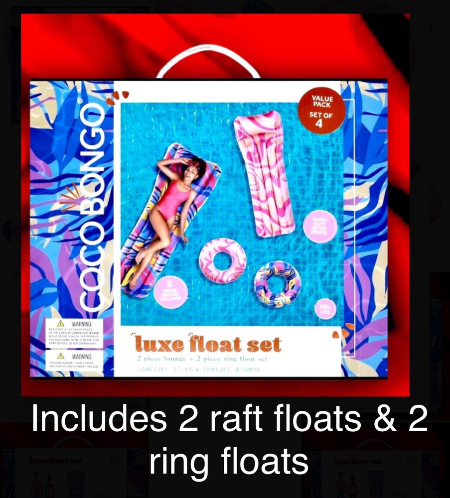 Luxe Float 4pc Combo Set (2 Lounger Float & 2 Ring Float) Coco Bongo