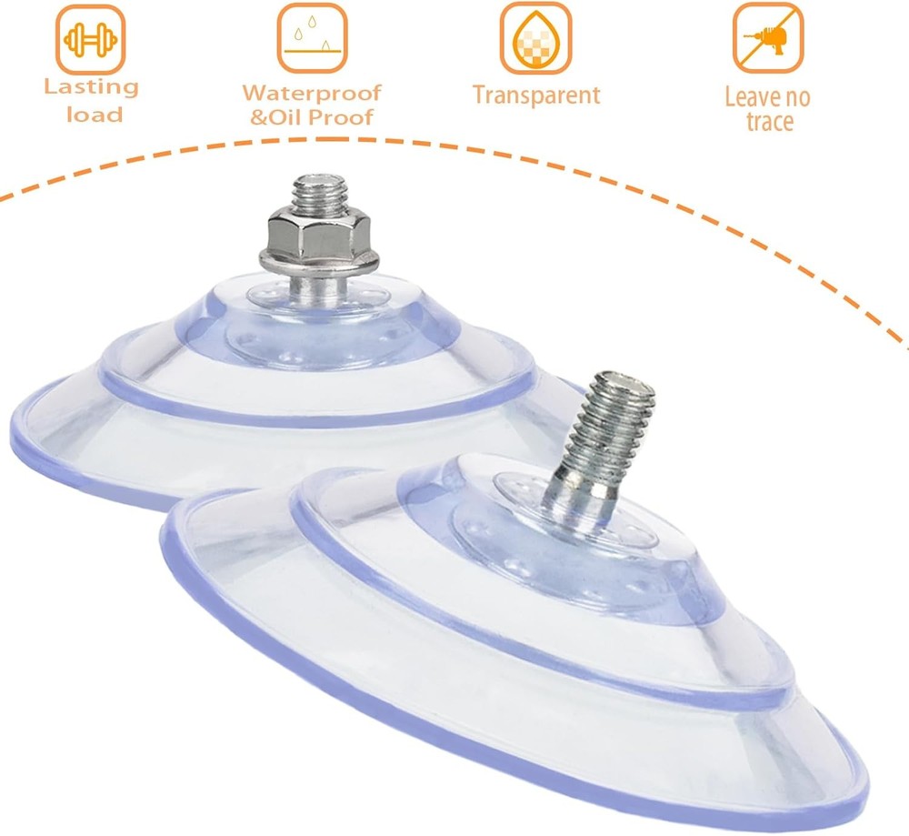 85mm Suction Cup 4 Pack with M8 Thread Clear