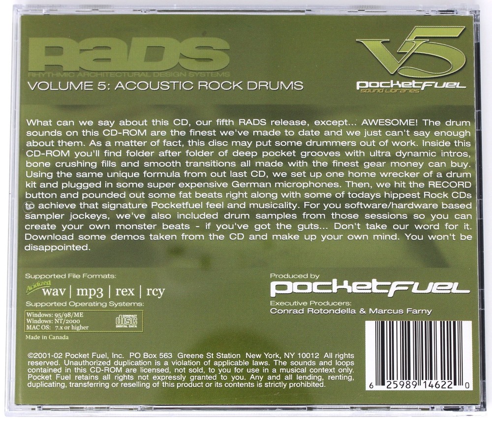 Pocket Fuel Rythmic Architectural Design Systems Vol 5 Sound Library/Sampling CD