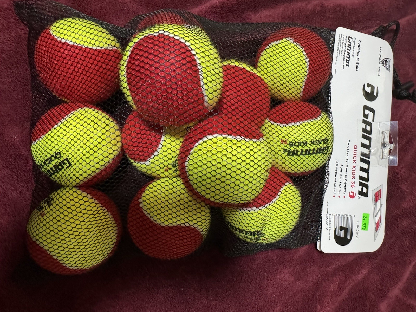 New Gamma Quick Kids 36 Tennis Balls 12 Pack Red Yellow ITF USTA CGQ2D-10