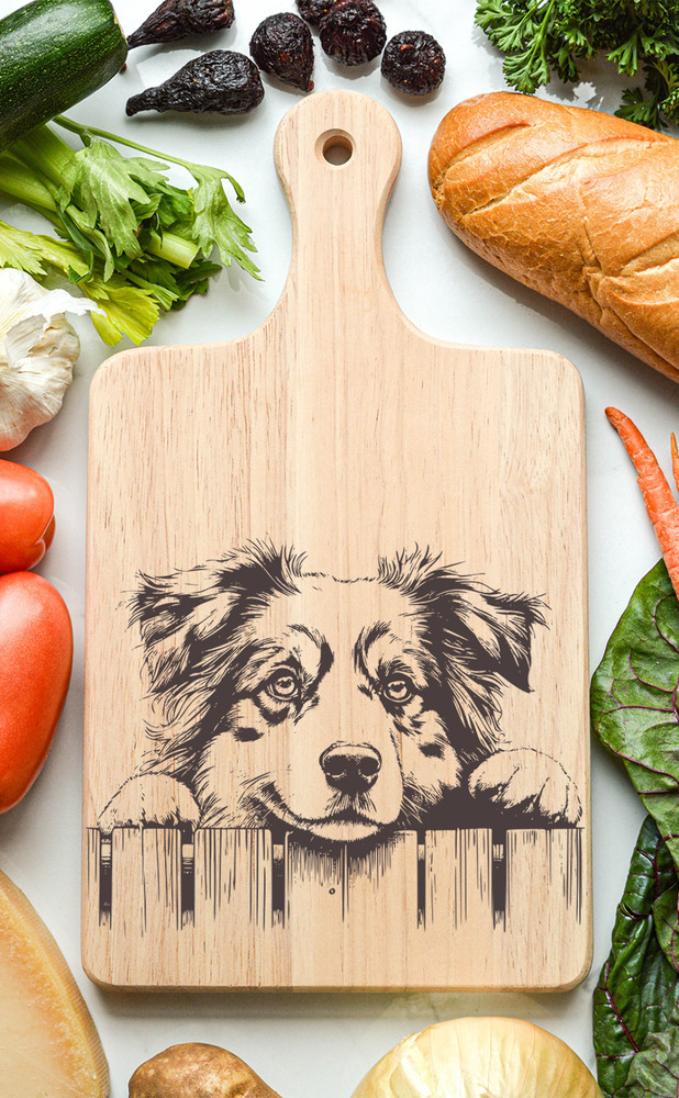 Australian Shepherd Cutting Cheese Board