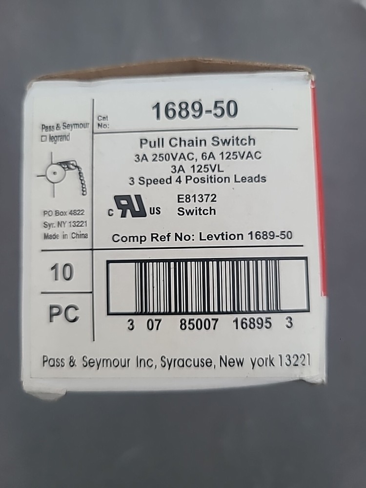 E81372 / 1689-50 Heavy-Duty 2-Circuit 4-Position Pull Chain Light Switch [Gold]