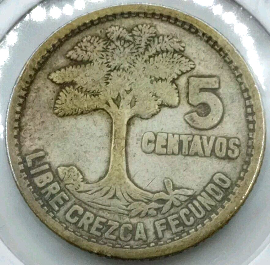 Guatemala 1953 5 Centavos VF+ .72 Silver