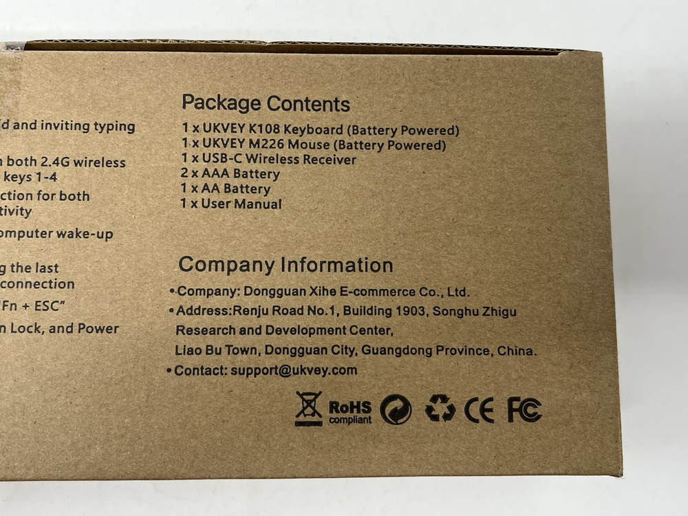 Wireless Bluetooth Keyboard & Mouse for Mac & PC Multi-Device Battery Powered WH