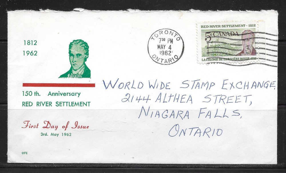Canada - 1962 150th Anniversary Red River Settlement FDC