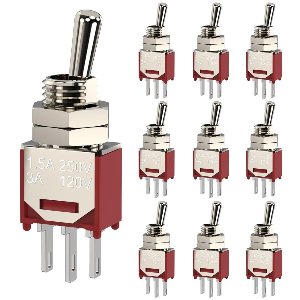 10Pcs AC 250V SPDT Mini Toggle Switch 3 Pin ON ON